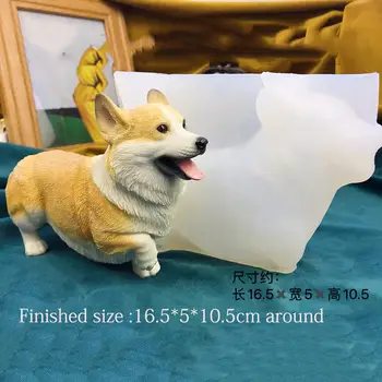 Corgi pes pryskyřice odlévací forma sádrová simulace štěněte pryskyřice 3D pes beton silikonová forma DIY domácí dekorace svíčka nástroj 10 nejlepší prodej silikonové formy na sádru - №10