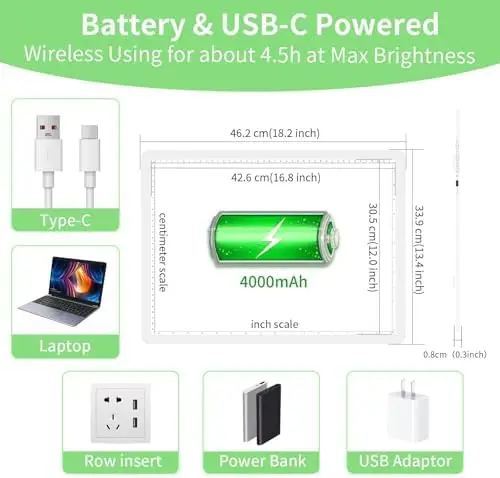 

Магнитный световой планшет KOBAIBAN A3 – перезаряжаемый, 3 цветовых режима, сверхъяркий, для алмазной мозаики и виниловой резки (белый)
