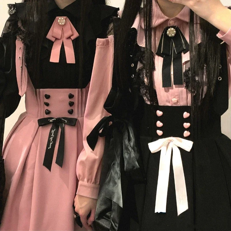 Japanese Kawaii Girl Sweet Cute Lolita Hollow Out Shirt Autumn Y2k Aesthetic Lace All Match Blouse Top Women New JK Loose Blusas