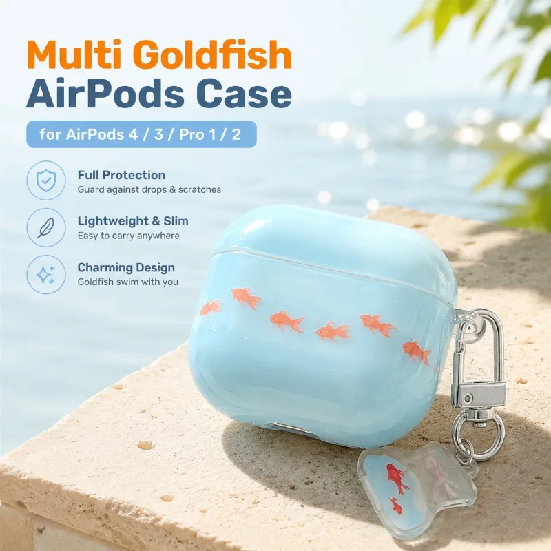 Multi Goldfish IMD Protective Case for AirPods 4, Compatible with AirPods 3, Pro 1/2