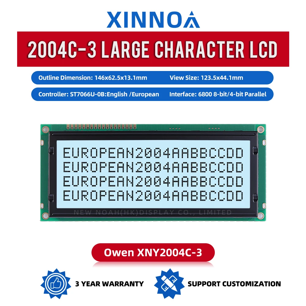 Filme cinza europeu letras pretas 2004c-3 tela lcd de caracteres grandes 4*20 tc2004c1 146*62.5mm st7066u display de cristal líquido