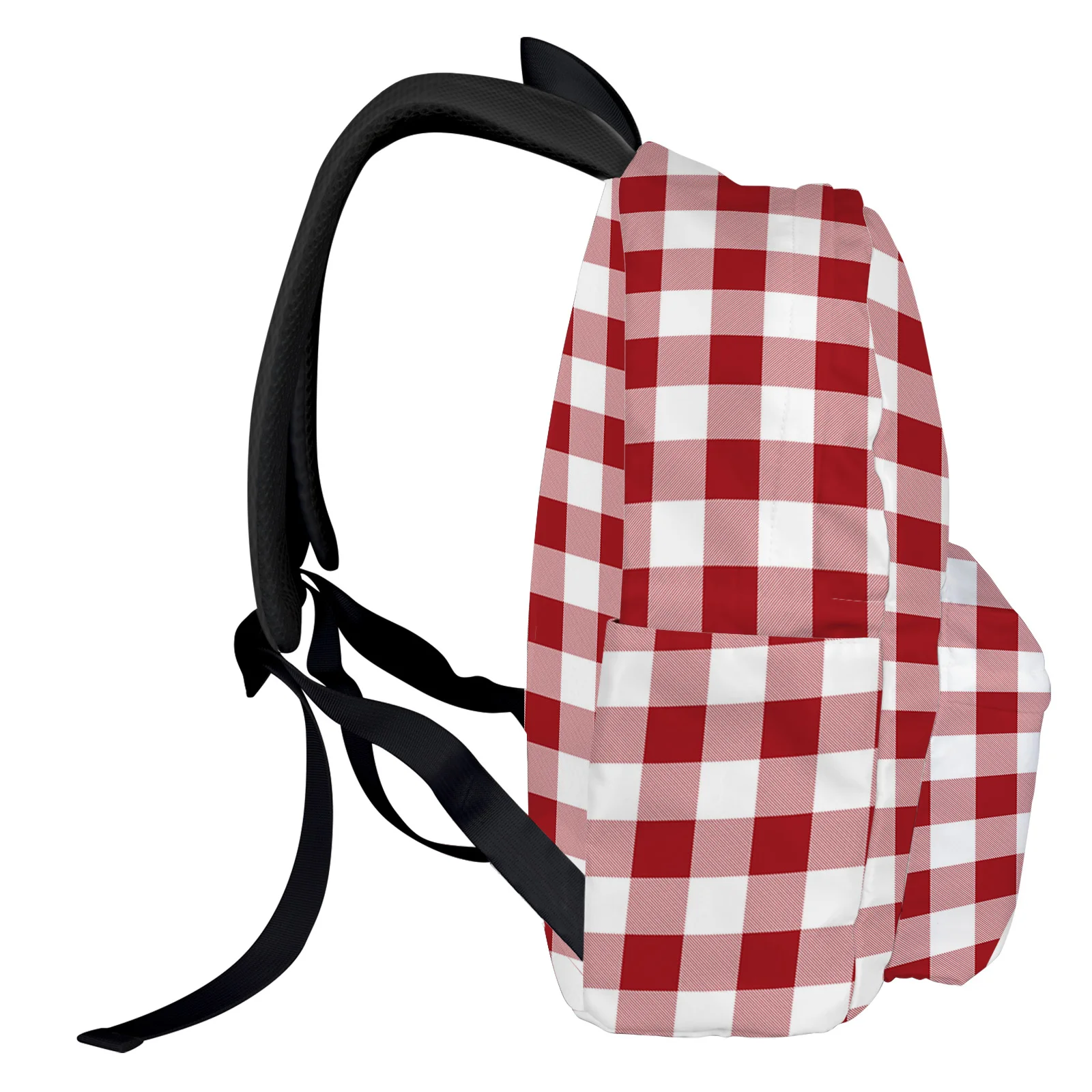 Pastoral Style Red White Plaid Women Man Backpacks Waterproof Travel School Backpack For Student Boys Girls Laptop Bags Mochilas