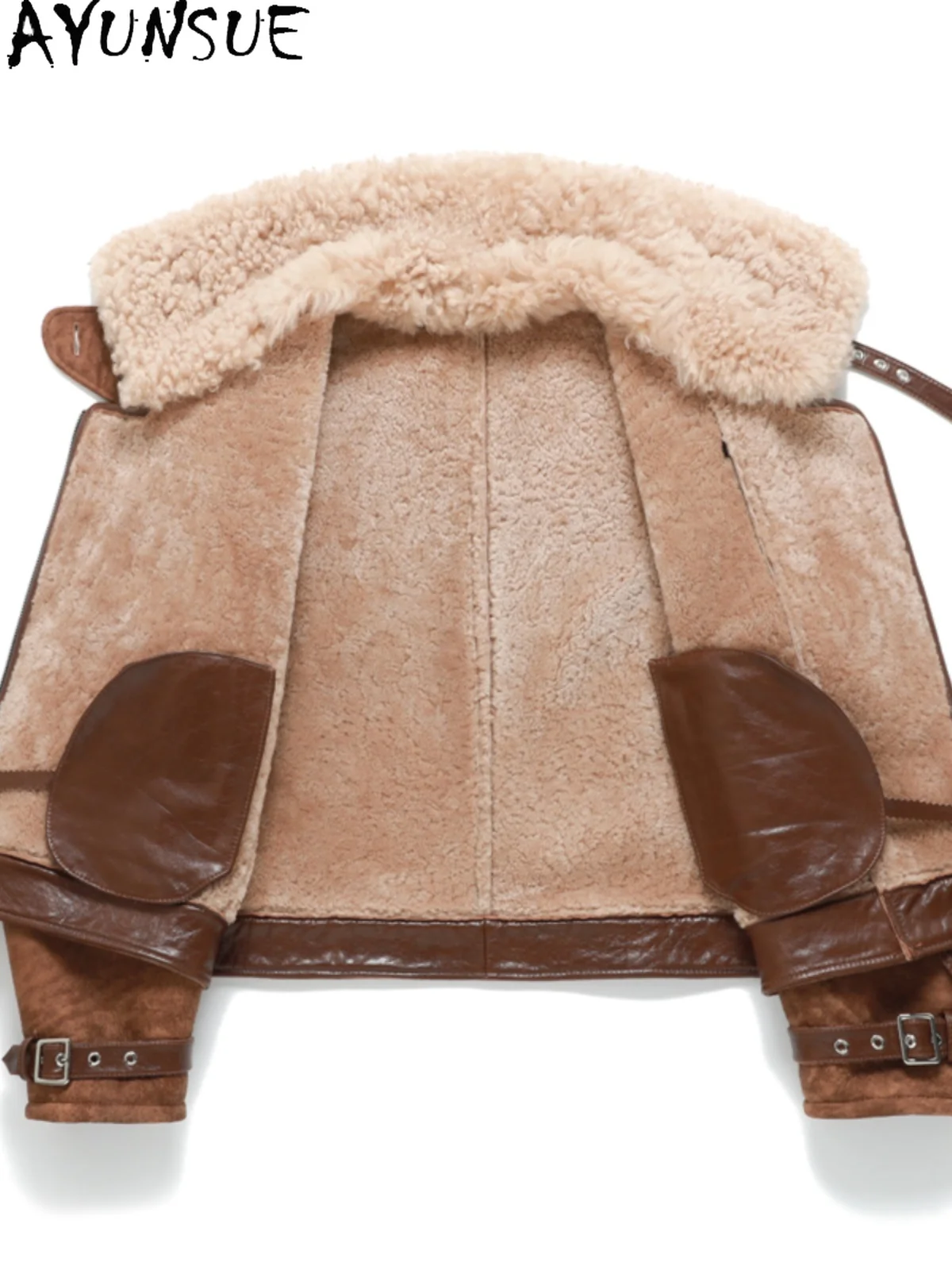 AYUNSUE 진짜 가죽 자켓 겨울 코트 여성 2025 따뜻한 천연 양피 모피 코트 여성 의류 빈티지 Abrigo Muje