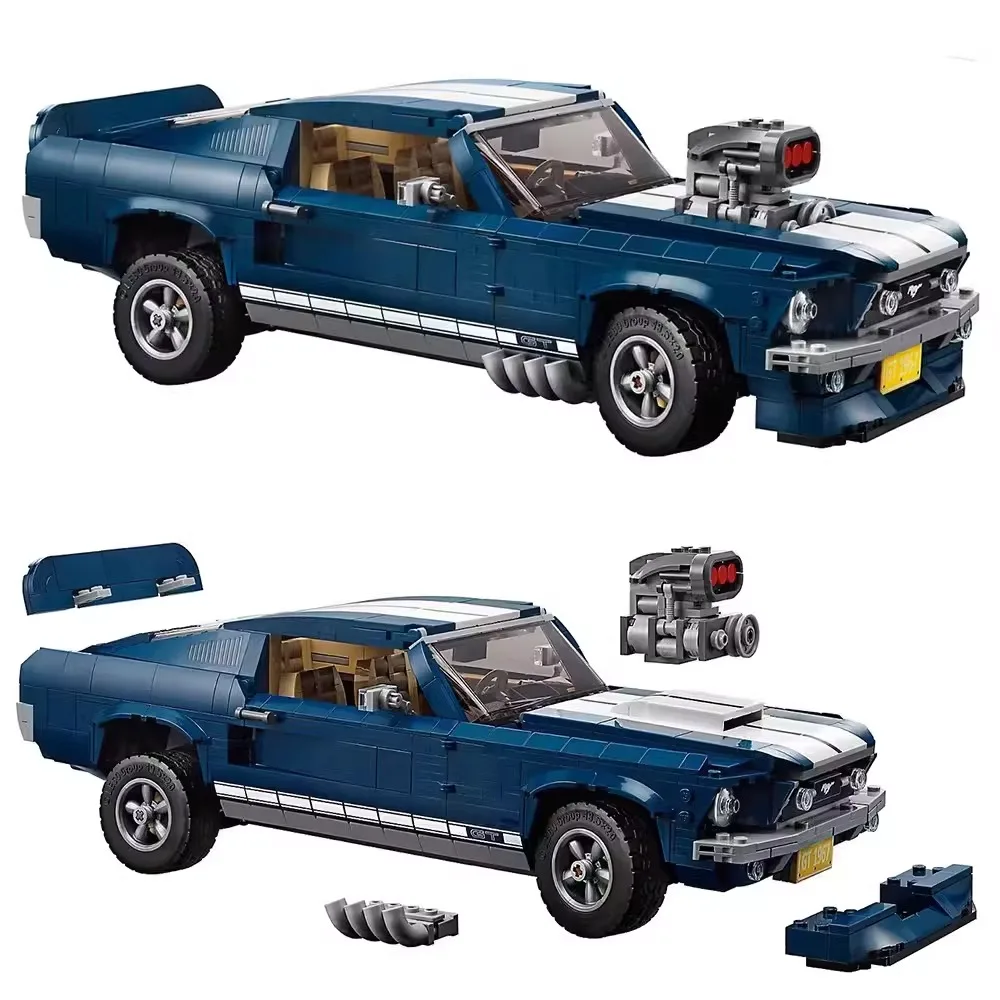 Ford Mustang GT sports car muscle car mechanical race car assembly building block toys