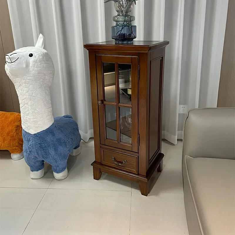 American ash all solid wood small wine cabinet simple low cabinet living room corner cabinet Joker affordable locker low cabinet