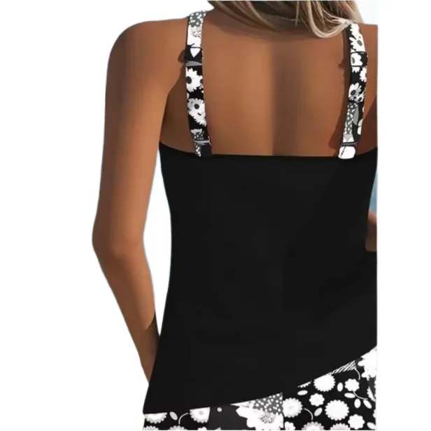 2026 New Plus Size Tankini Set High Waisted Quick-Dry Swim Shorts & Modest Tummy Control Rash Guard Top Summer Holiday Swimsuit