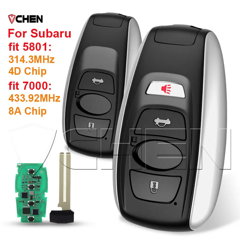Smart Key Fob 4D 8A For Subaru STI WRX BRZ Forester Impreza Legacy XV Crosstrek Ascent 314.3MHz 433MHz  231451-5801/7000 Remote
