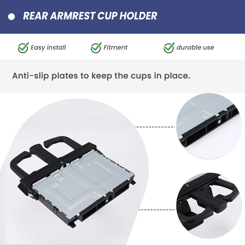 Rear Armrest Cup Holder Surround Trim Set Black Fit For- A6 / A7 2011-2016 8P0885995B 6PS / 4G8863289A 4PK