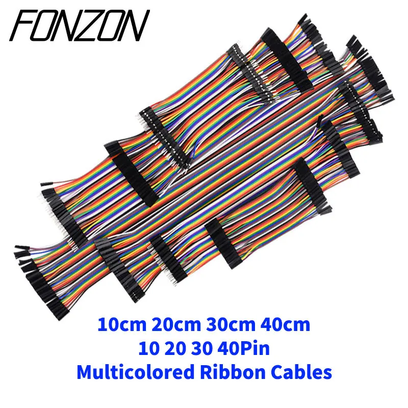 Cables de puente para placa de pruebas, 10-40cm, 10-40 pines, longitud opcional, Kit surtido de cables Dupont, Cables de cinta multicolores hembra a