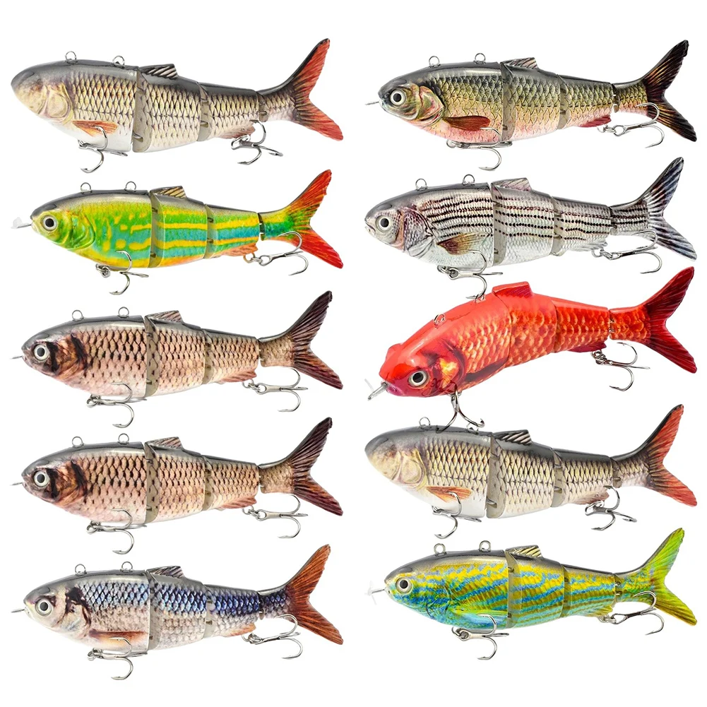 Electronic Swim Lure 130mm 42g Rechargeable LED Glowing Bait Rotating Propeller Multi Jointed Body For Night For Surface Clear