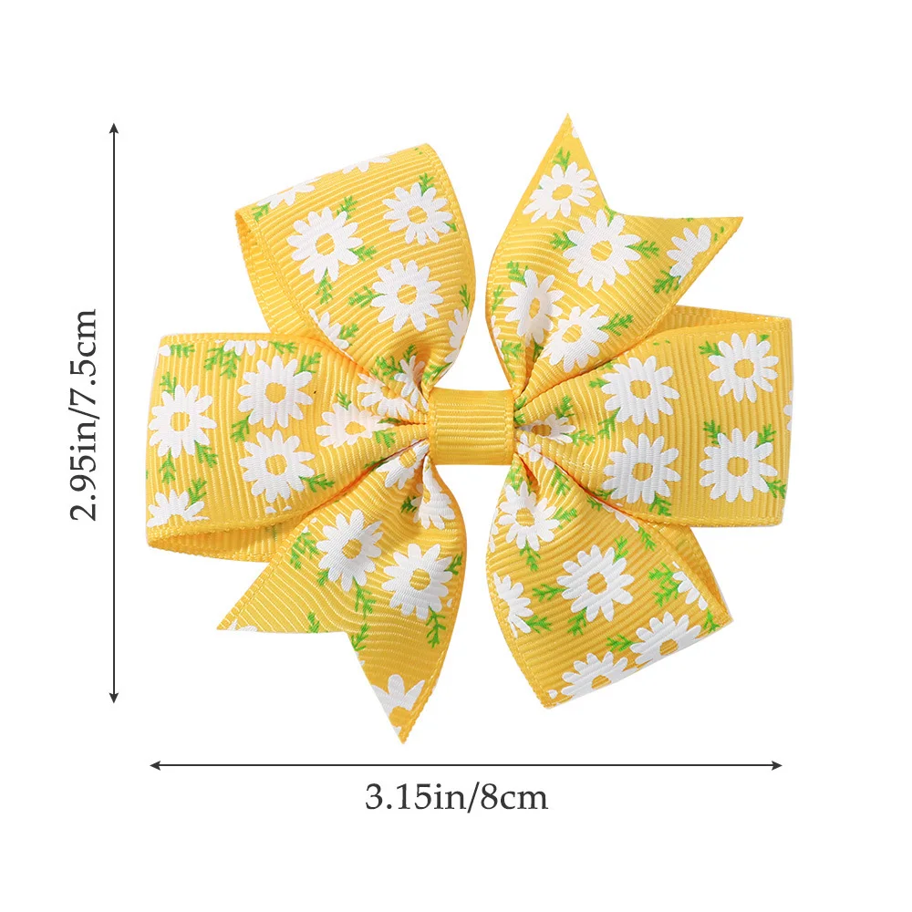 60 Pcs/Lot, Spring Summer Floral Print Ribbon Bow Baby Hair Clips Sweet Hairpins Girls Hair Accessories Holiday Gift