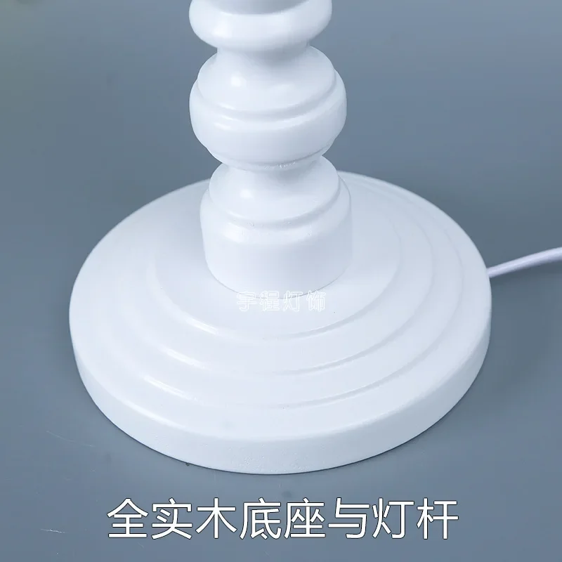 White Solid Wood E27 Table Lamp Lamp Holder DIY Handmade Lamps Lighting Bedside Room Lights Retro Romantic Princess Style