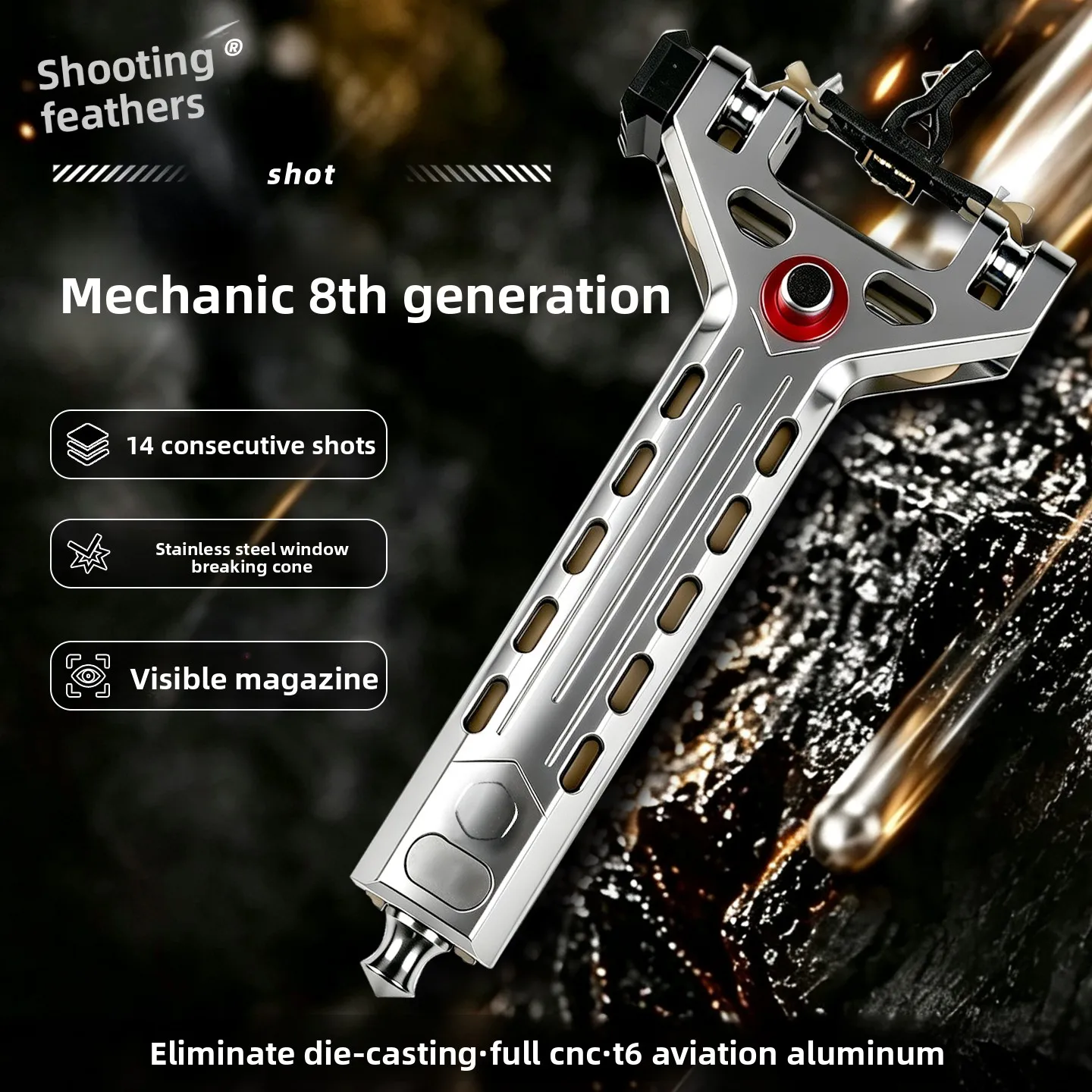 Automatic Loading Rapid Fire Slingshot FULL CNC Slingshot Adult EDC High-precision Mechanic 8th Generation Outdoor Competitive