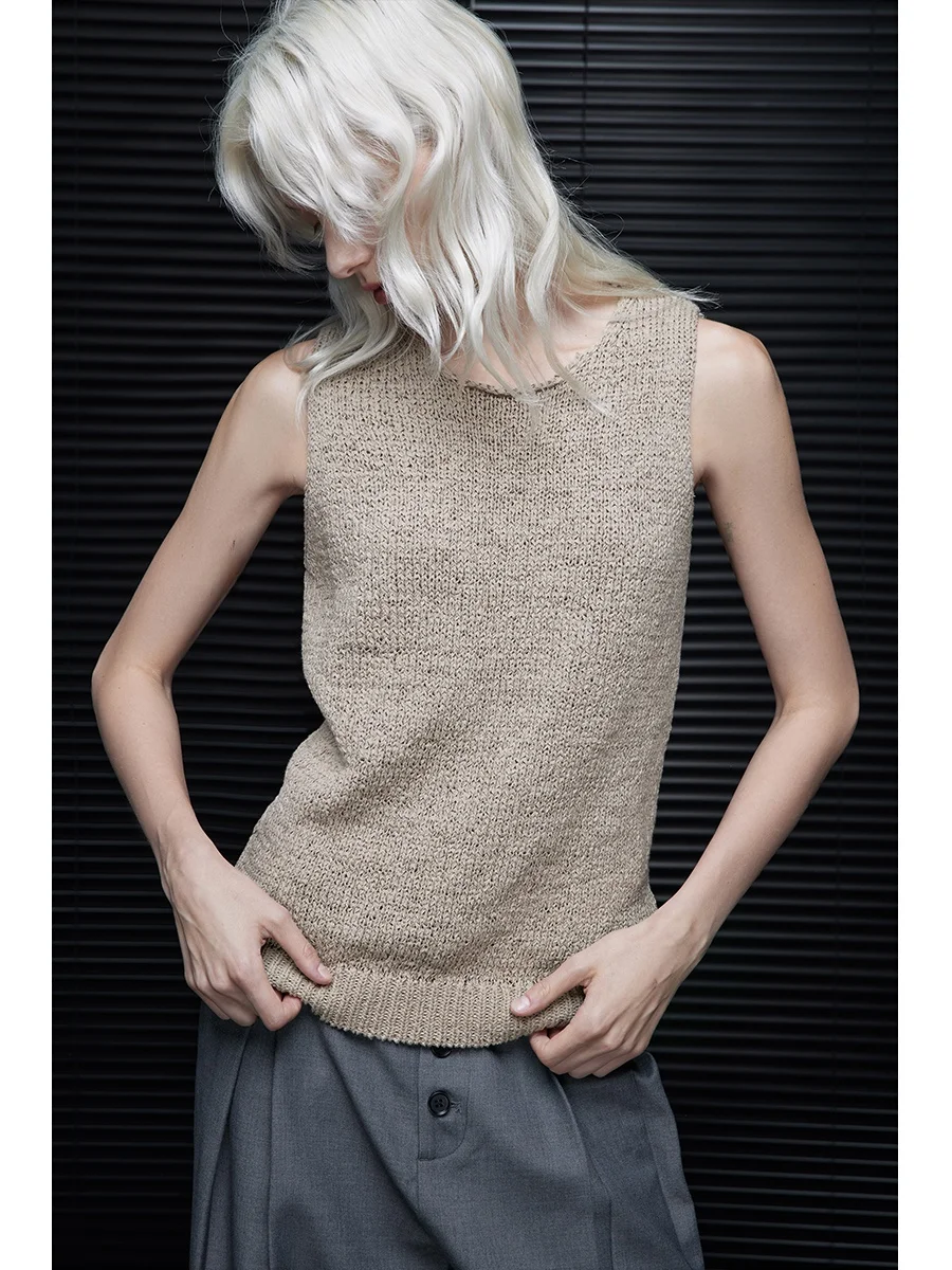 

Oaeal Knitted Sweater Vest Women's Early Autumn New Hollow out Design Unique Street Sle Cotton Polyester Blend Svel