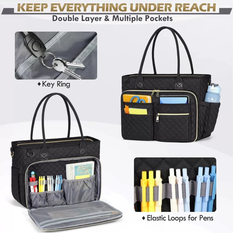 حقيبة حمل 15.6 بوصة حقيبة كمبيوتر محمول نسائية حقيبة عمل حقيبة كمبيوتر محمول حقيبة كمبيوتر احترافية مع مكتب جيب معزول #4