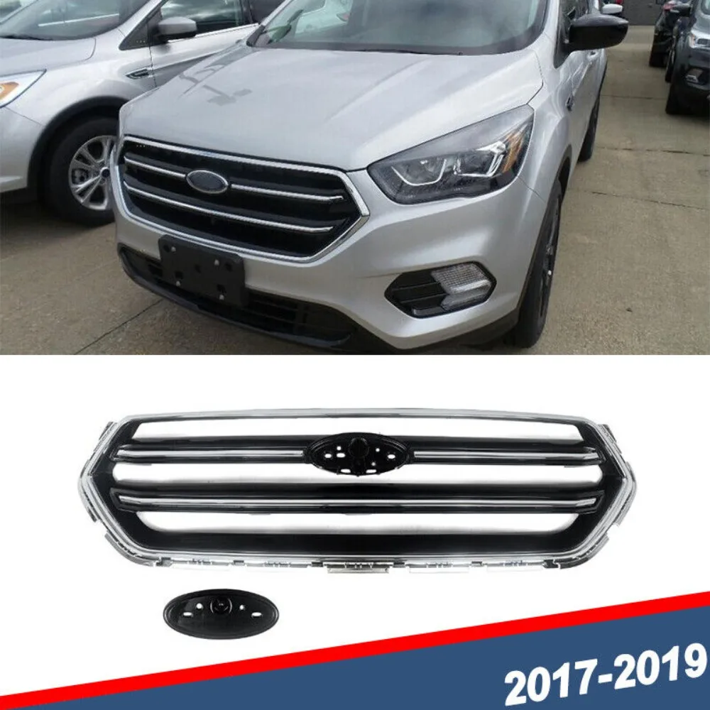 

Chrome + Black For Ford Escape 4 Door 2017-2019 Front Bumper Upper Grille US United States