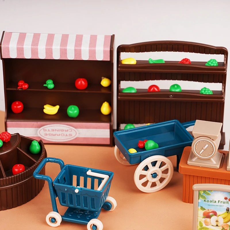 1Pcs 1:6 1:12 Dollhouse Miniature Shelves Checkout Counter Cart Model Fruit Shop Decor Toy Doll House Accessories