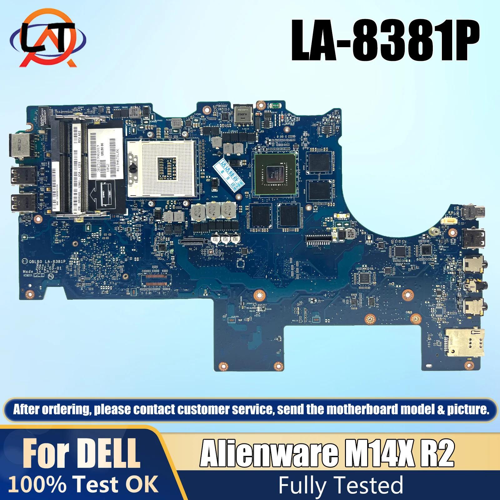 

LA-8381P Laptop motherboard For DELL Alienware M14X R2 Mainboard CN-0RH50G SLJ8C GT650M DDR3 tested OK