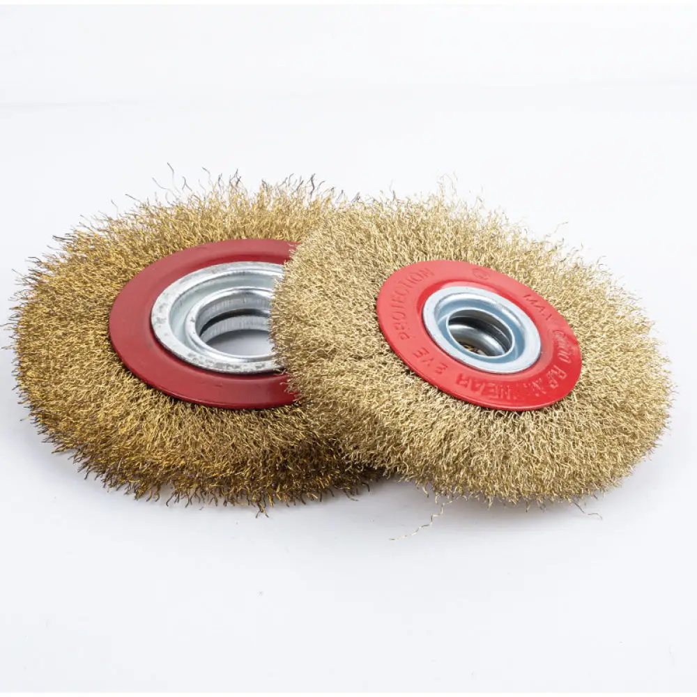 For Yongpin Flat Wire Wheel Brush Grinder Attachment Metal Rust Removal Polishing Tool Copper Coated Industrial Deburring Disc