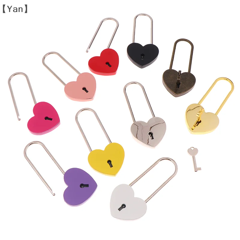 1 Set Metal Heart Shaped Padlock Antique Style Love Lock Set With Key Travel Jewelry Box Diary Suitcase Wardrobe Lock