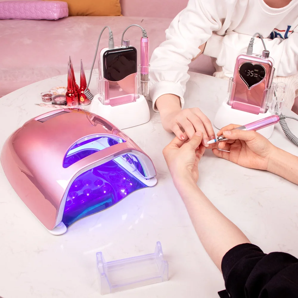 المهنية الأبيض الوردي مسمار ضوء علاج سريع هلام البولندية الغراء شعار مخصص مسمار مصباح مجفف اللاسلكي قابلة للشحن الأشعة فوق البنفسجية مسمار مصباح