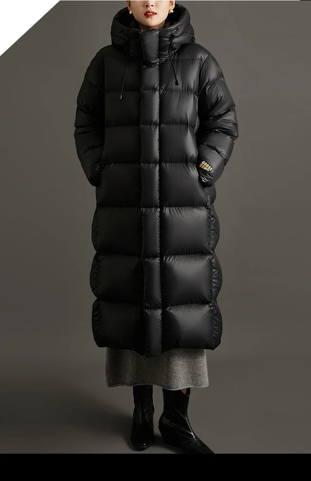 Volcanic Rock New Technology, High-end Version 90% White Goose Down Jacket, Women's Black Gold Goose Down Jacket  -20°C-0°C