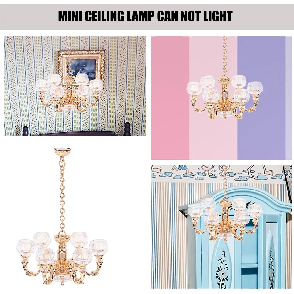 2 Pcs Dollhouse Chandelier Small DIY Hanging Light Mini Ceiling Lamp Craft Decorative Accessory Miniature Tiny