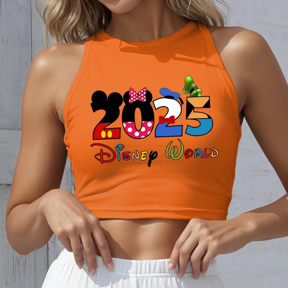 

Disney Women Clothing Summer Fitness Short Vest Colors Knitted Off Crop Top Camis Sleeveless Tank Top Mickey Trends 2025