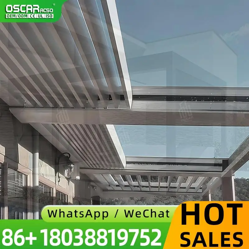 في الهواء الطلق 10 أقدام × 10 أقدام مقاوم للماء سقف مزخرف بمحرك هيكل ألومنيوم مناخي حيوي لحديقة الفناء الخلفي العريشة #3