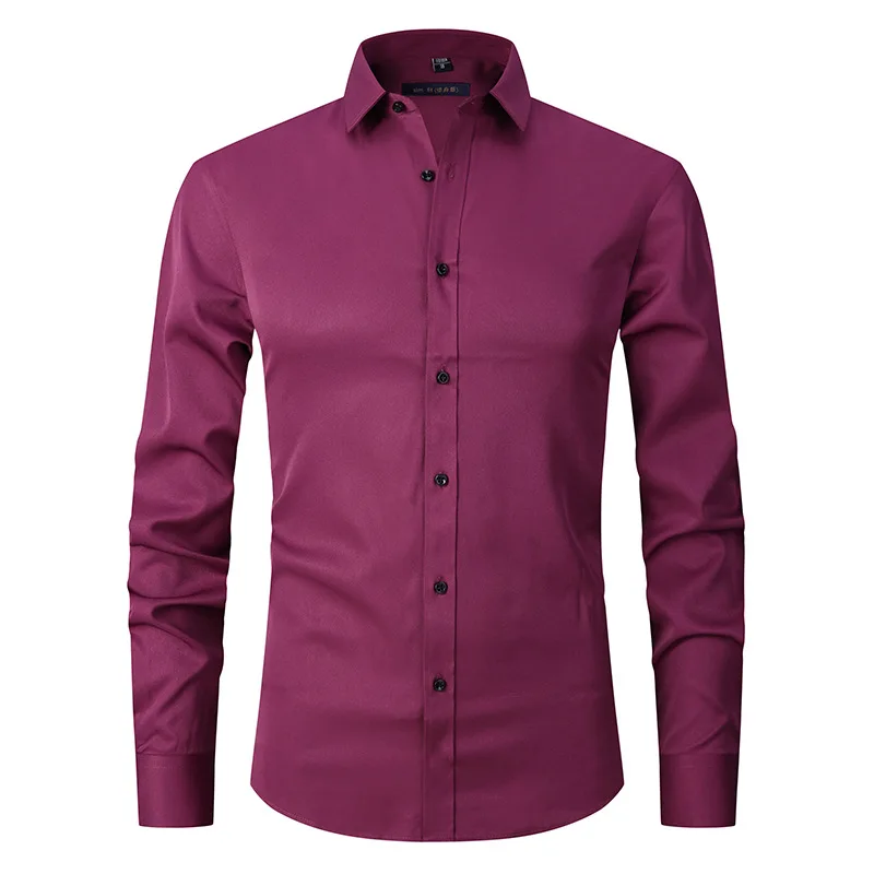 Diy Your Logo Men's Long Sleeve Shirt Stretchy Non-iron Wrinkle Resistant Minimalist Business Casual Silky And Traceless Shirt image 6