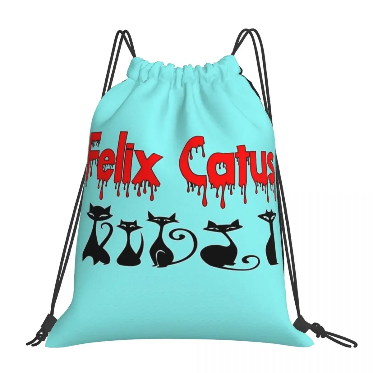 Felix Catus - Cat Lovers Unite Backpack Portable Drawstring Bags Drawstring Bundle Pocket Sundries Bag BookBag For Man Woman