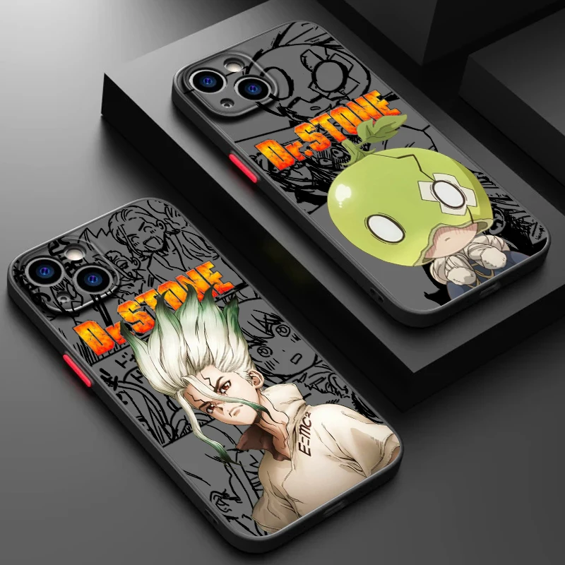 D-Dr.STONE Anime Cool Cute Frosted Translucent For Apple iPhone 15 14 13 12 11 XS XR X 8 7 SE Pro Max Plus Mini TPU Phone Case