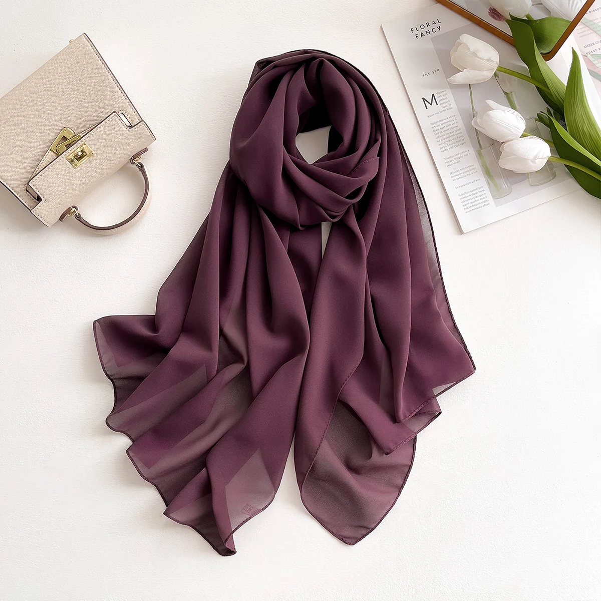 Ramadan Chiffon Hijab Scarf 70*175cm Solid Color Muslim Fashion Shawl Headscarves For Women Islam HeadWraps Ladies Scarves Veil