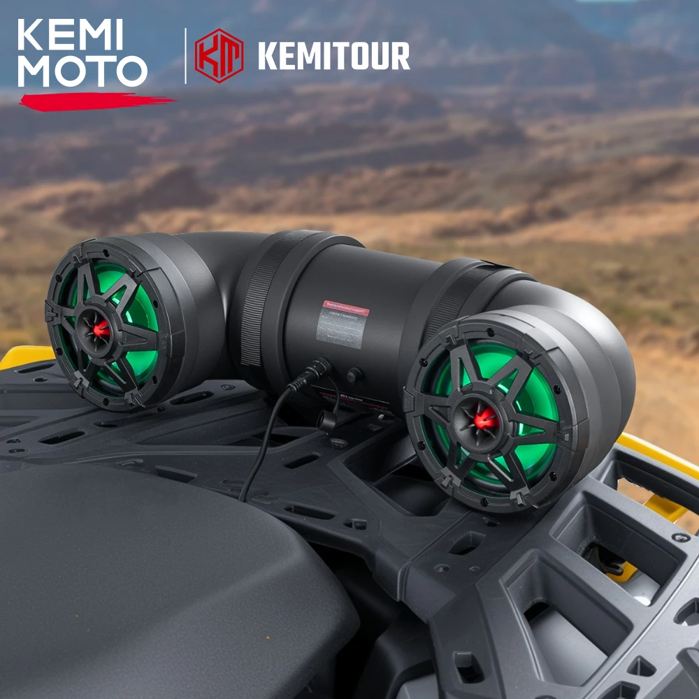 

8-дюймовые Bluetooth-динамики для квадроциклов, пульт дистанционного управления, 2 твитера, звуковая система лодки с 20 режимами освещения RGB для UTV, лодок, гольф-каров