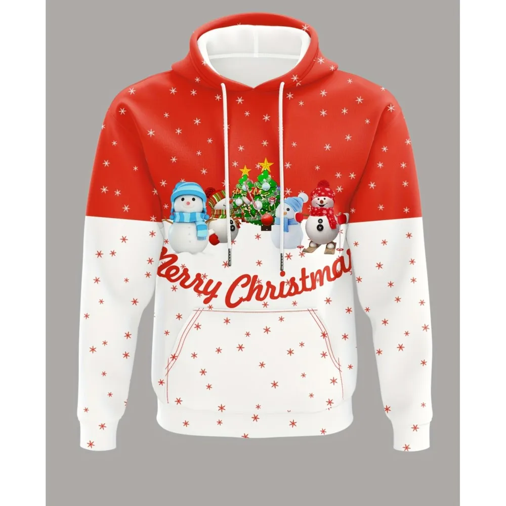 Herren Kapuzenpullover Drucke Weihnachtsthema Weihnachtsmann Grafik Sweatshirt Kordelzug Langarm Streetwear Tops Herrenbekleidung