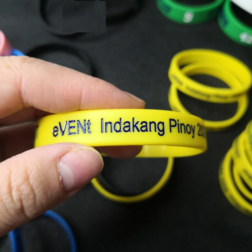100PCS Double Side Custom Silicone Wristbands Engraved Outside Printed Inside Customizable Company LOGO ID SOS Bracelet Armband