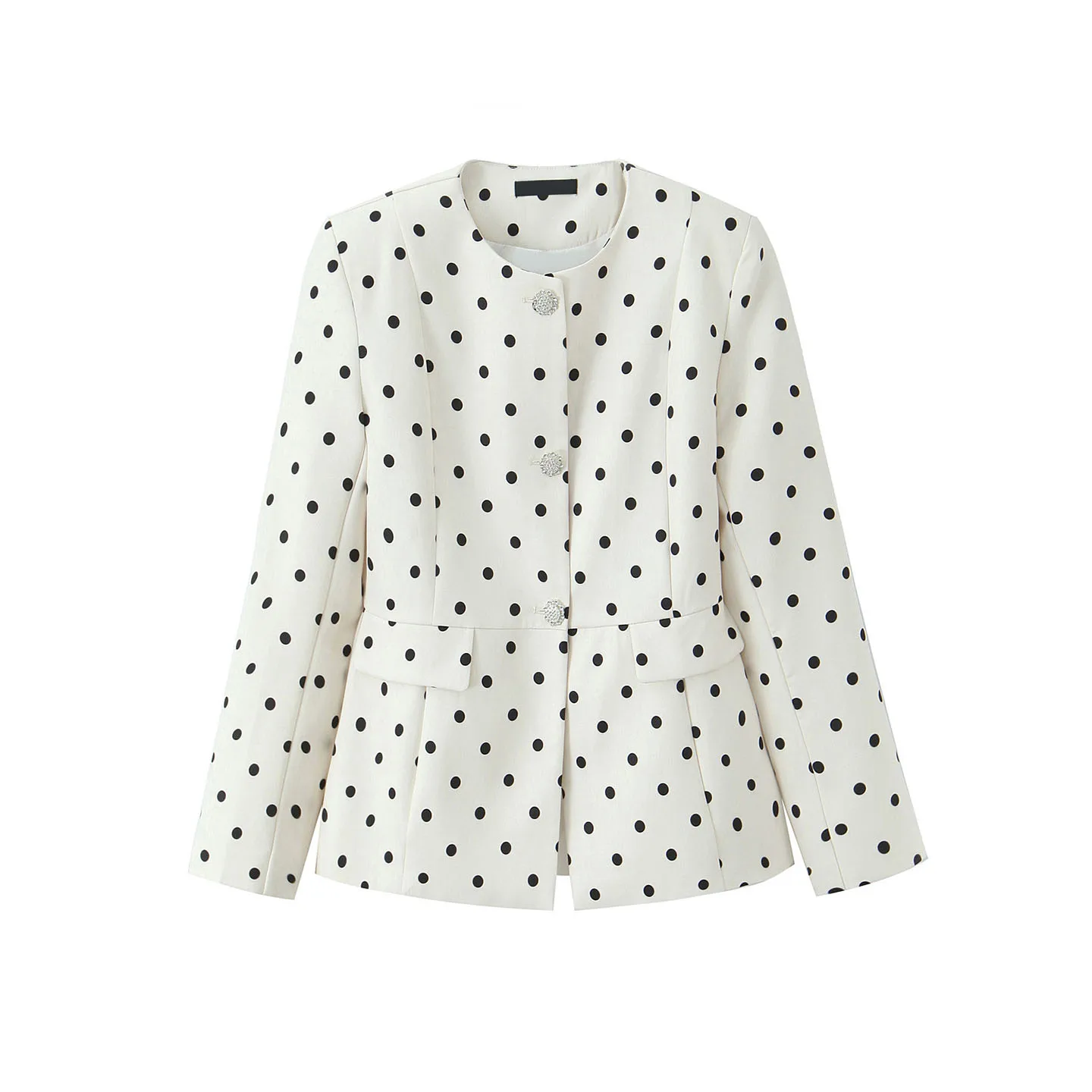 

Faionable Cheered Wide oulder Suit Jaet for Women Commute Sle Autumn 2025 Z Long Sve round Ne Top