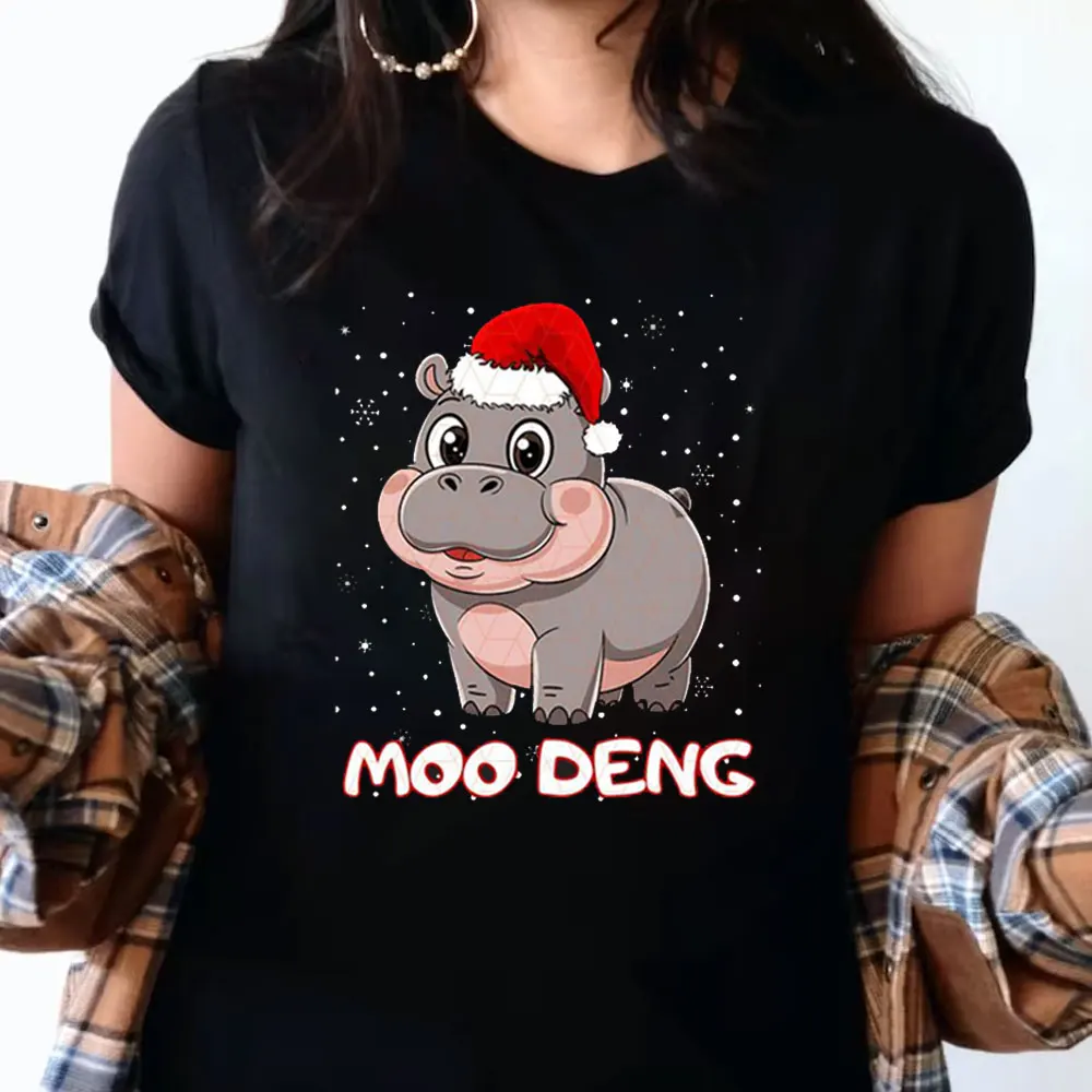 Funny Moo Deng Thailand Inflatable Pig Baby Hippo Khao Kheow Open Zoo T-shirt Printed Shirt Men's Short Sleeve Crew Neck Top Tee