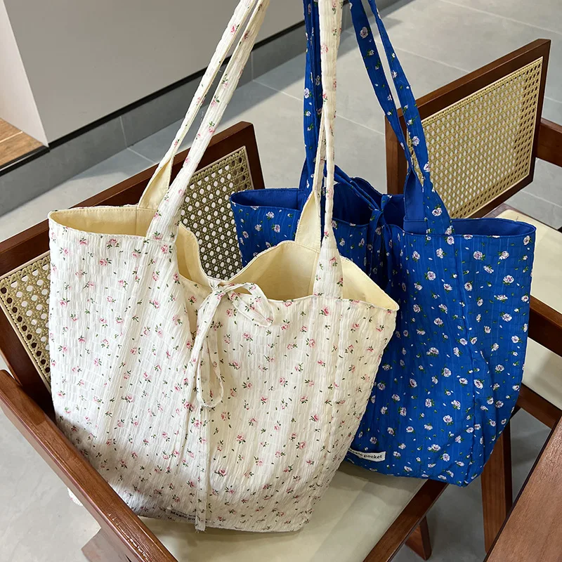 

Reversible Floral Cotton Canvas Tote Bag Double-Sided Shoulder Women Boho Beach Handbag Vintage-Inspired Shopping Organizer