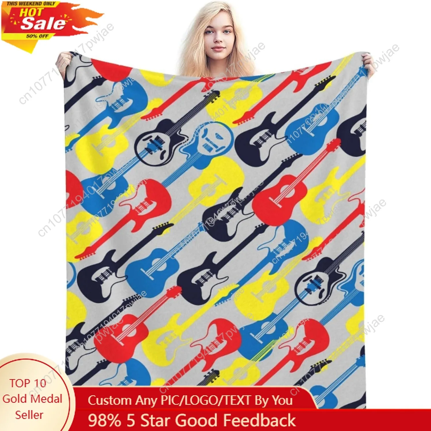 

Guitar Throw Blankets All Season Ultra Soft Warm Rock Music Enthusiast Fleece Blanket for Home Bed Sofa Couch Chair Outdoor Trav