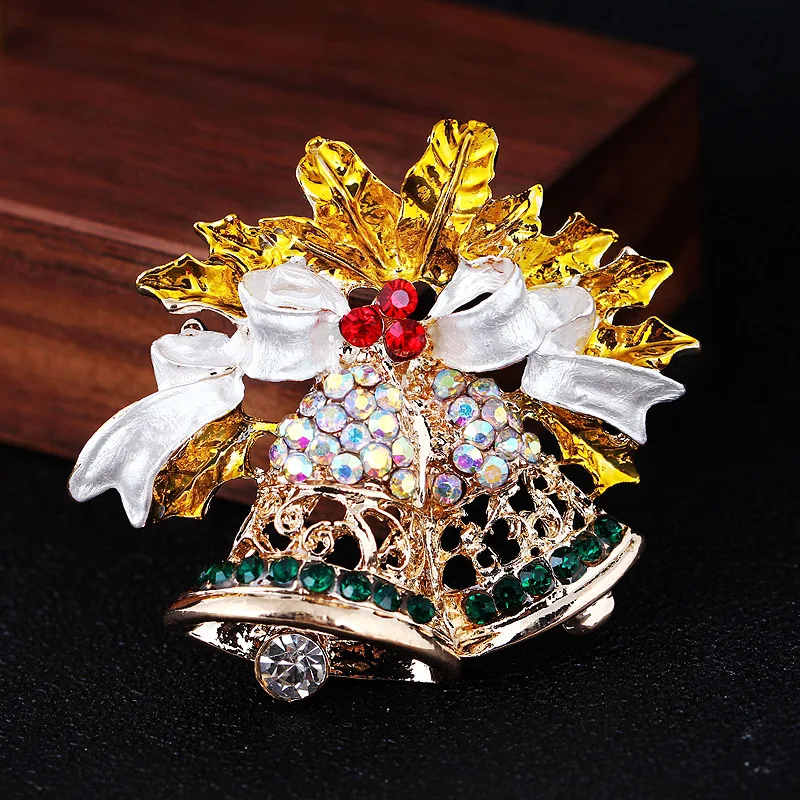 Fashion Simple Christmas Enamel Bell Brooch Women Men Clothing Pins Jewelry