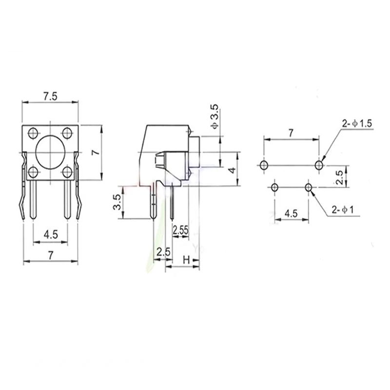 50PCS 6X6 Series Tact Switch 6*6*4.3/5/6/7/8/9/10mm Pins 2/4 Feet Horizontal Bracket Push Button Switch DIP PCB Micro/key Switch