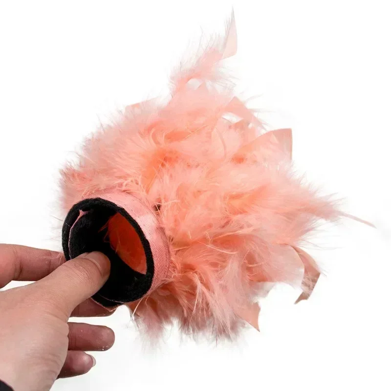 1/2PCS Women Natural Fur Feather Cuffs Sexy Cuffs with Feathers Feather Cuff Snap Bracelet Sleeves Wrist Arm Removable Shirt