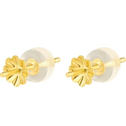 Fine Jewelry Findings Accessories 18k Au750 Solid Gold Earring Mounting Post Plugs Needle Pin Pearl Stud Earring Mounts