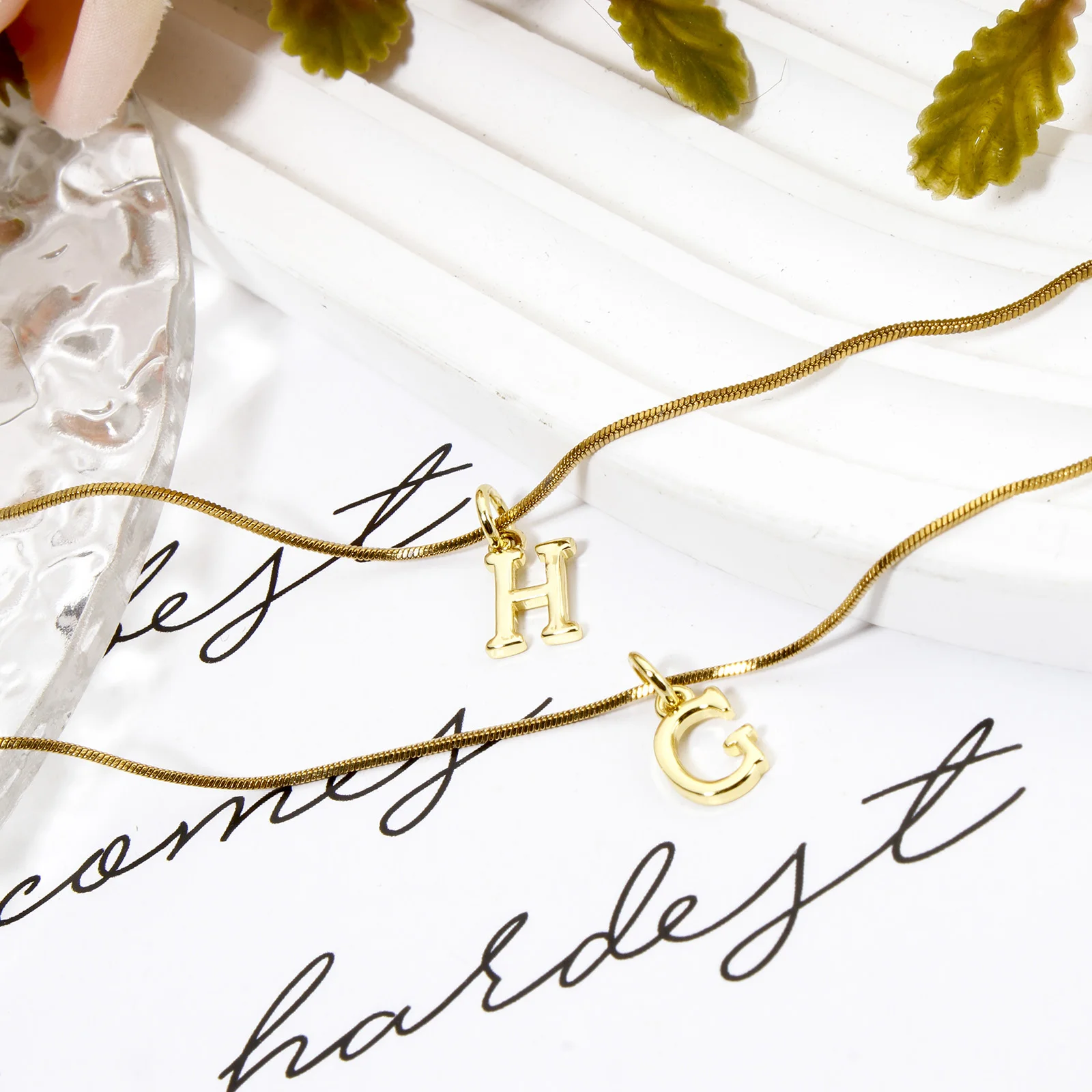 5 Piece Brass Charms 18K Gold Plated Capital Alphabet Initial 26 Letter \