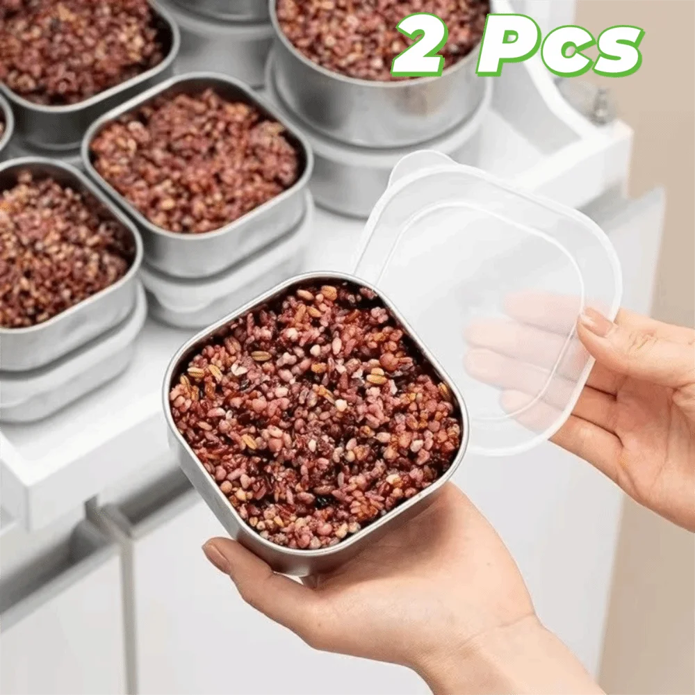 

2 шт. герметичных контейнеров для хранения продуктов из нержавеющей стали с крышками, многоразовые коробки для упаковки продуктов, герметичные контейнеры для хранения продуктов, легко моются