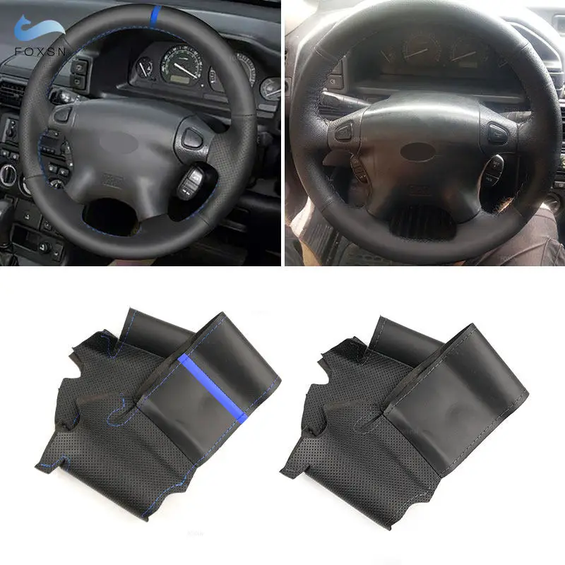 Hand Braids Perforated Microfiber Leather Car Interior Steering Wheel Grip Cover Trim For Land Rover Freelander 1 1997-2004