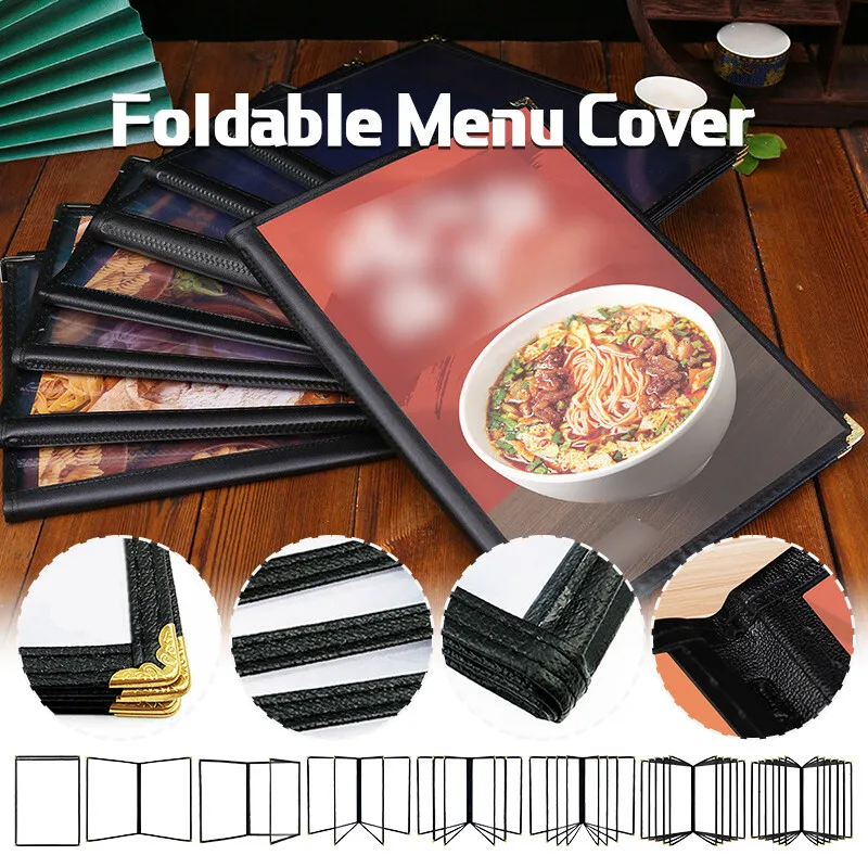 Penutup Menu Transparan PVC Dapat Dilipat A4 Penutup Menu Restoran Bening Buku Pajangan Tempat Kertas Menu Pelindung Dapat Digunakan Kembali Baru