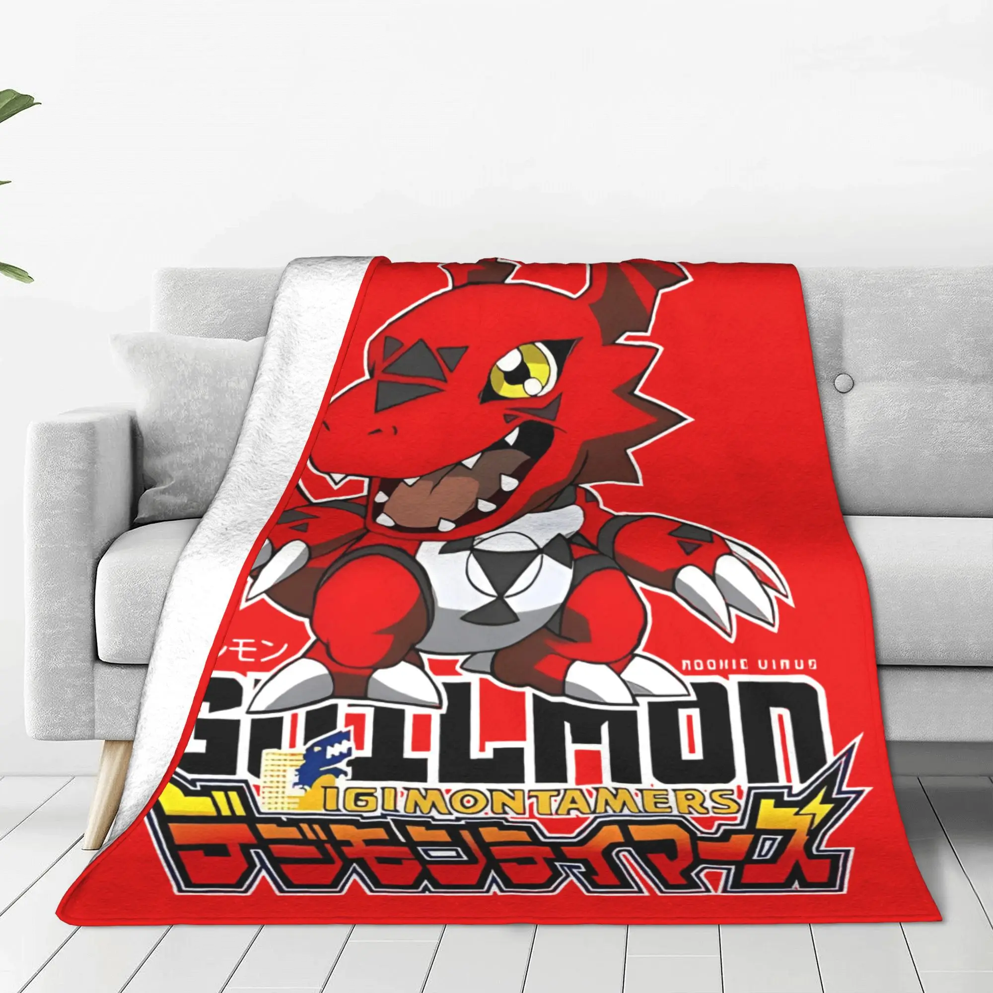 Digimon Tamers Guilmon Velvet Throw Blanket  Blankets for Bedding Travel Super Soft Plush Thin Quilt