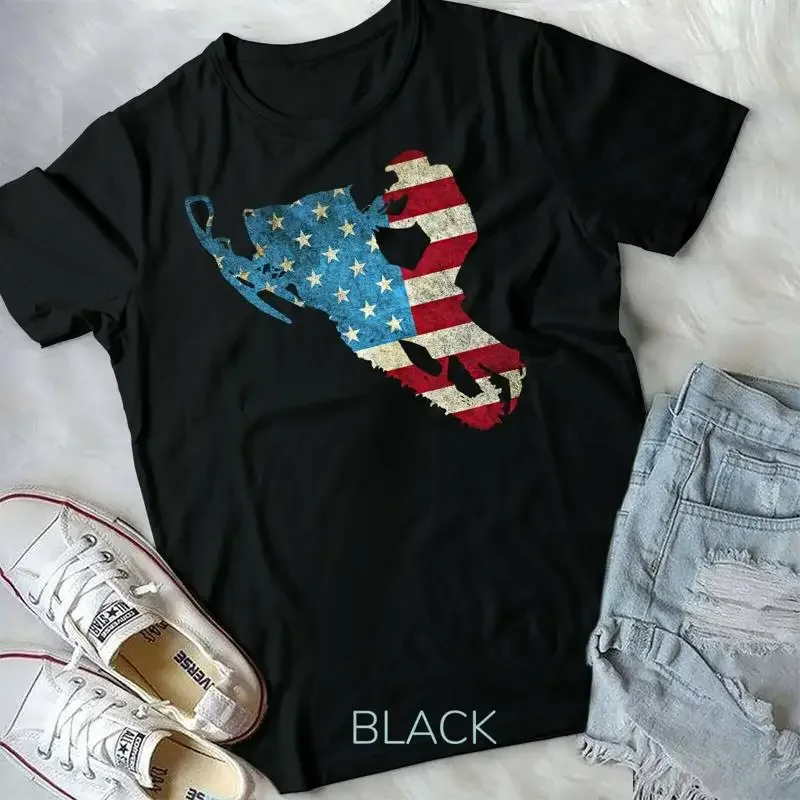 American Flag Snowmobile Winter Snowmobiling T shirt
